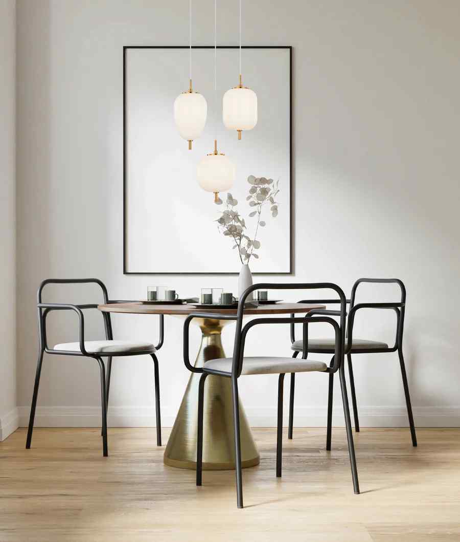 CLA PINO: Interior Opal Matte / Smokey Black Mirror Finish Glass Round Pendant Lights - Image 3