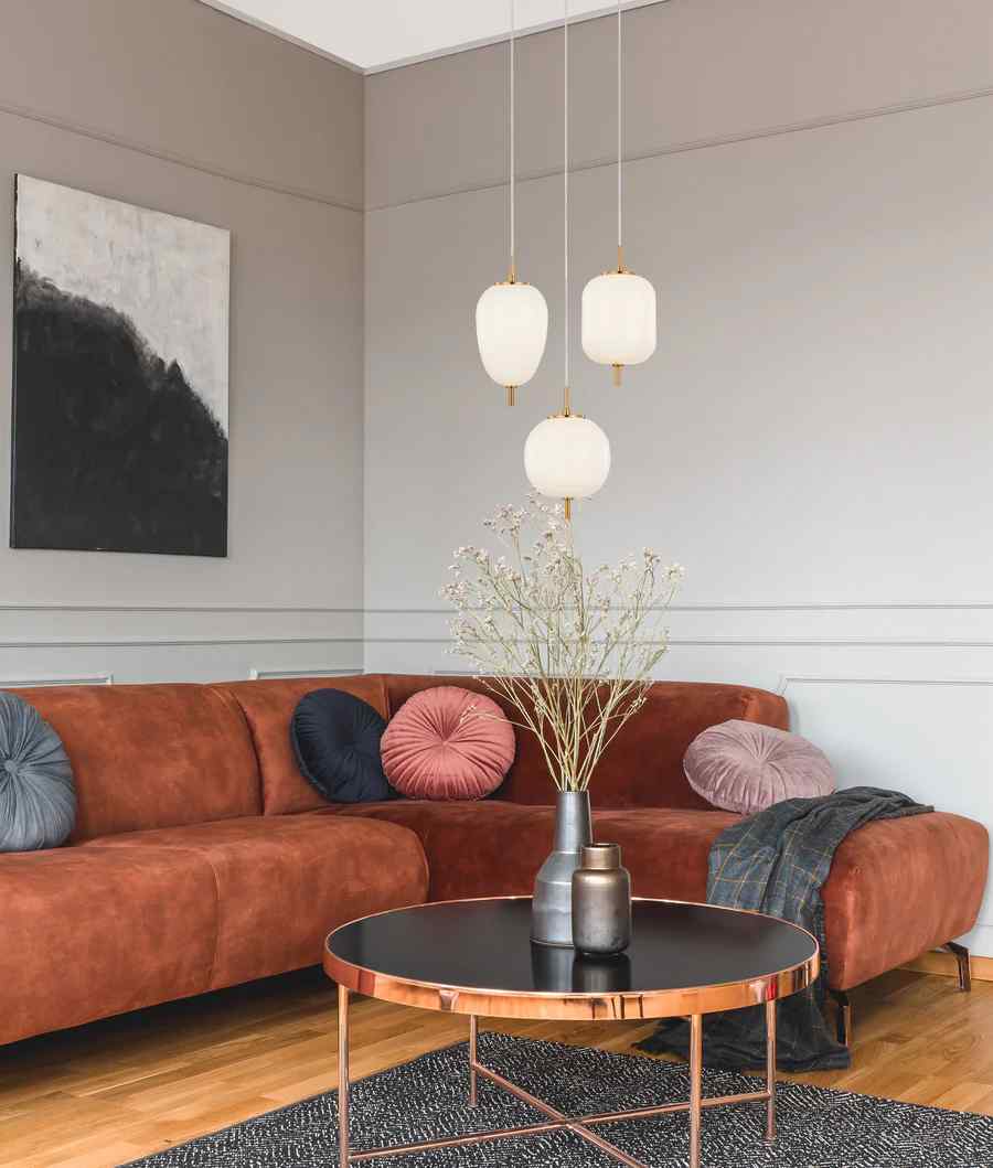CLA PINO: Interior Opal Matte / Smokey Black Mirror Finish Glass Oval Pendant Lights - Image 4
