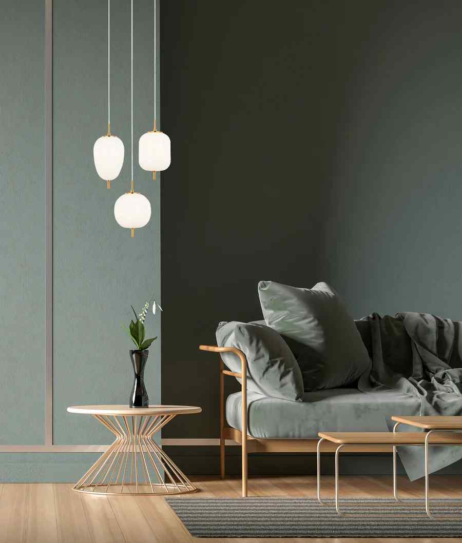 CLA PINO: Interior Opal Matte / Smokey Black Mirror Finish Glass Round Pendant Lights - Image 5