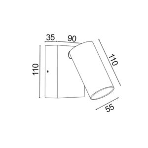 CLA SEC: Surface Mounted LED Tri-CCT Single Adjustable Wall/Pillar Light (Titanium) IP65