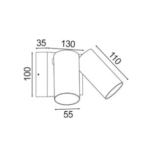 CLA SEC: Surface Mounted LED Tri-CCT Double Adjustable Wall/Pillar Light (Titanium) IP65
