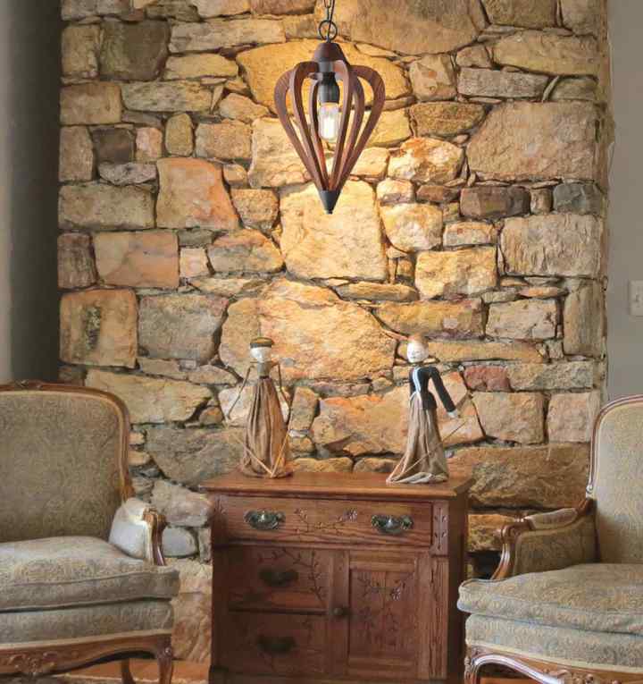 CLA SENORITA: Rustic Small Tuscan Coffee Cherry / Winter Moss Wood Pendant Light - Image 3