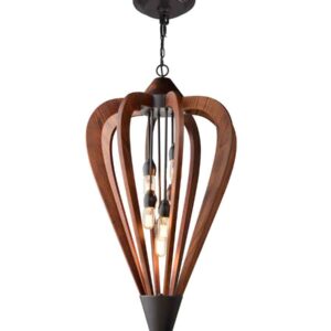 CLA SENORITA: Rustic Large Tuscan Coffee Cherry /Winter Moss Wood Pendant Lights