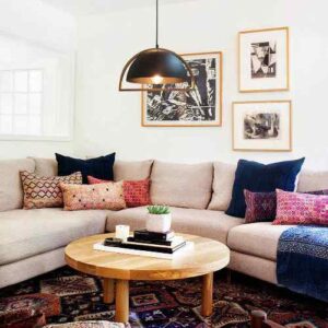CLA SWING: Dome With Wood Frame Pendant Lights