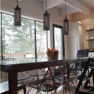 CLA VENETO: Industrial Aged Decorative Single Black Mesh Pendant Light