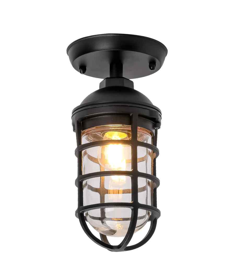 CLA VILLAKU: Exterior Cylinder Aluminium & Glass with Cage Ceiling / Wall Lights IP44