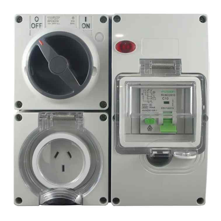 CGS IP66 RCD Protected Combination Switched Outlet 3 Pin – 250V 10A RPCS310