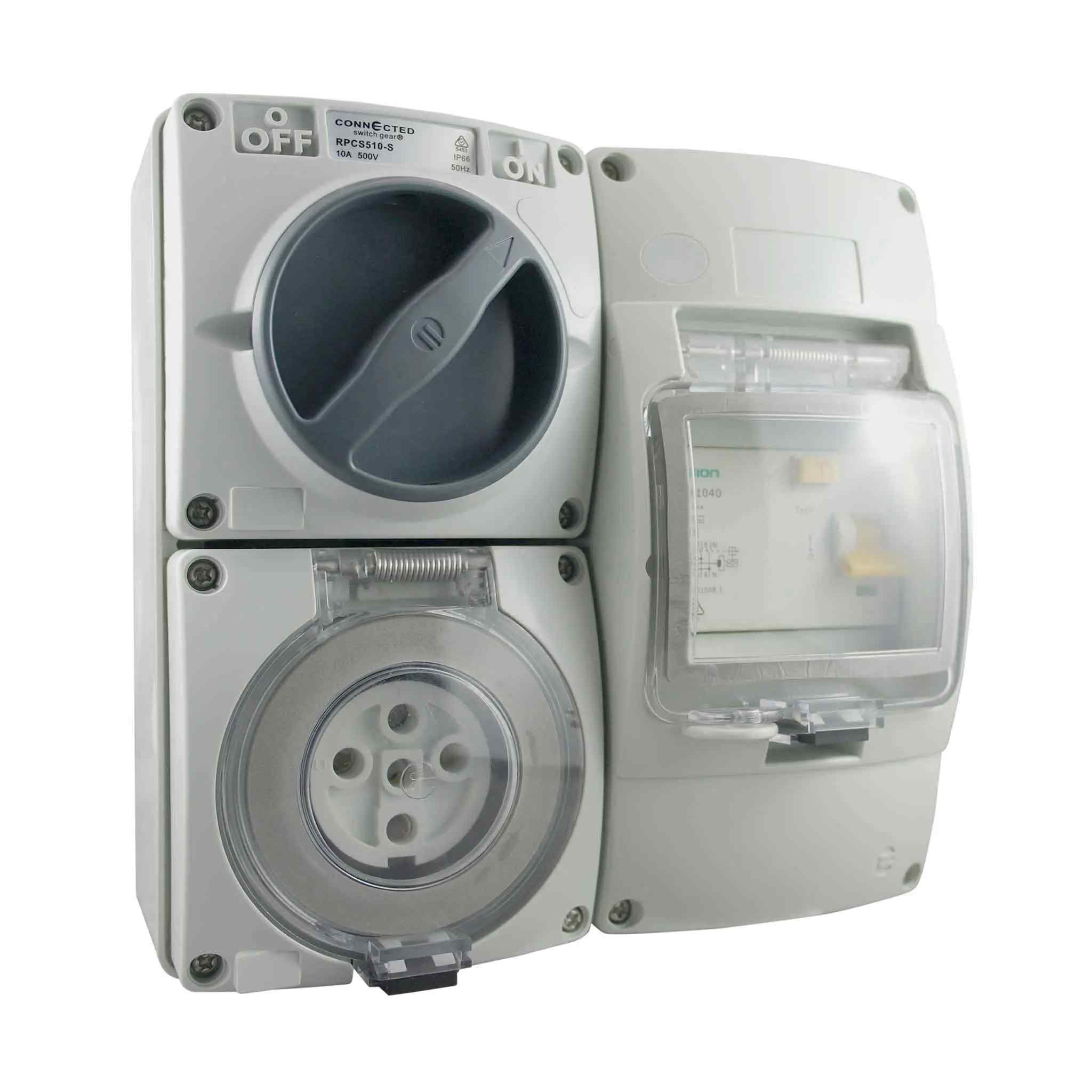 CGS RCD Protected Combination Switched Outlet 5 Pin 20A 500V IP66 RPCS520-S