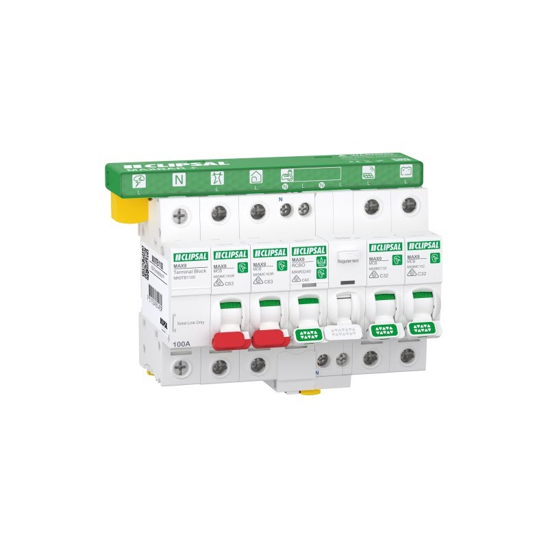 Clipsal MAX9 MAXBAR 1 Pole + Neutral New Energy Protection Kit