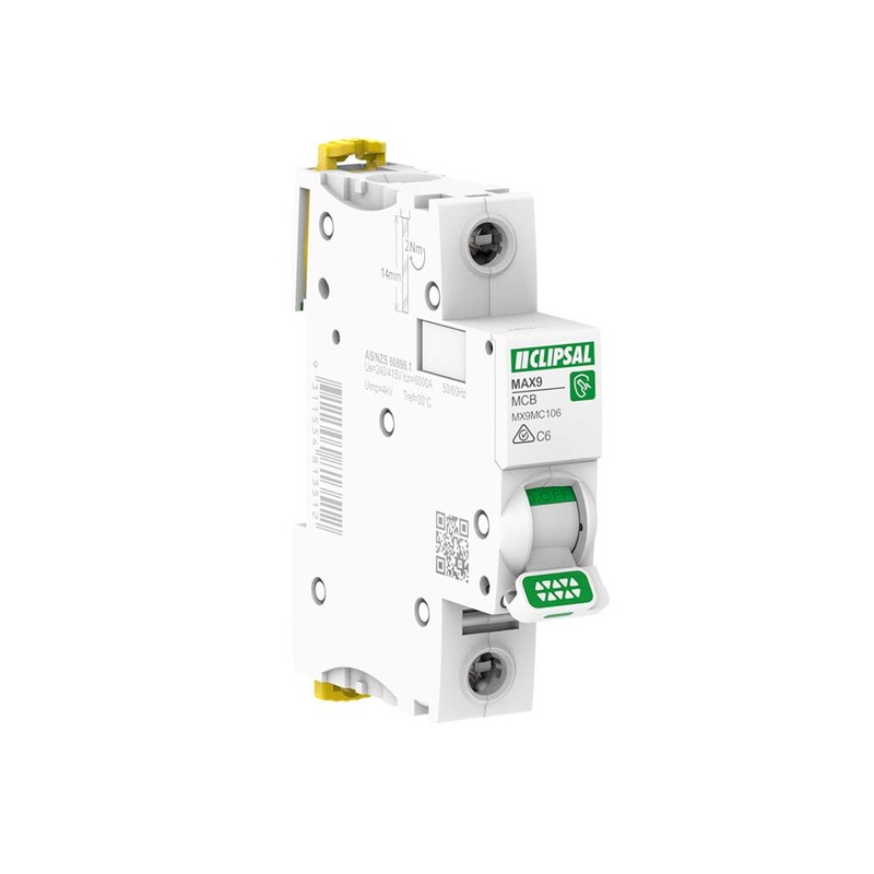 Clipsal MAX9 6 Amp MCB C Curve 1 Pole 6kA