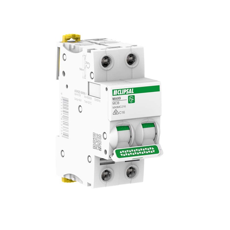 Clipsal MAX9 16 Amp MCB C Curve 2 Pole 6kA