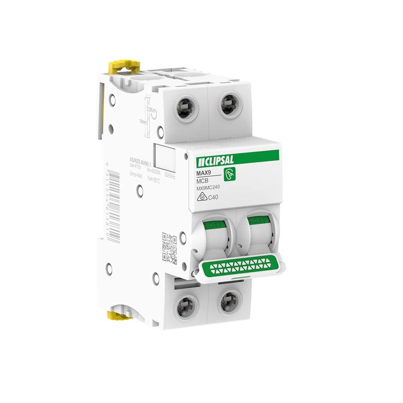 Clipsal MAX9 40 Amp MCB C Curve 2 Pole 6kA