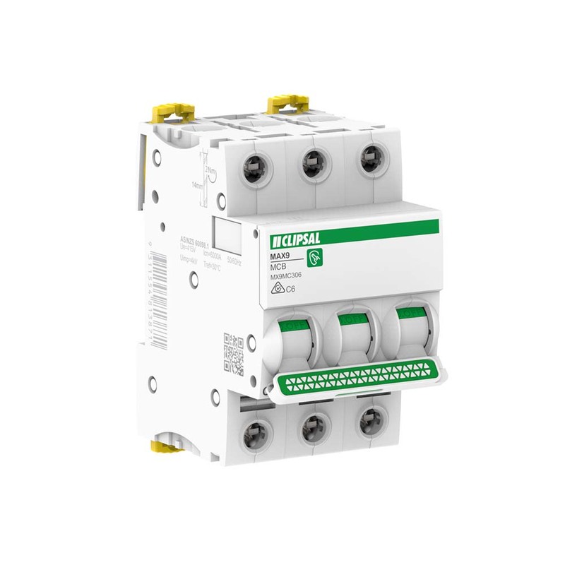 Clipsal MAX9 6 Amp MCB C Curve 3 Pole 6kA
