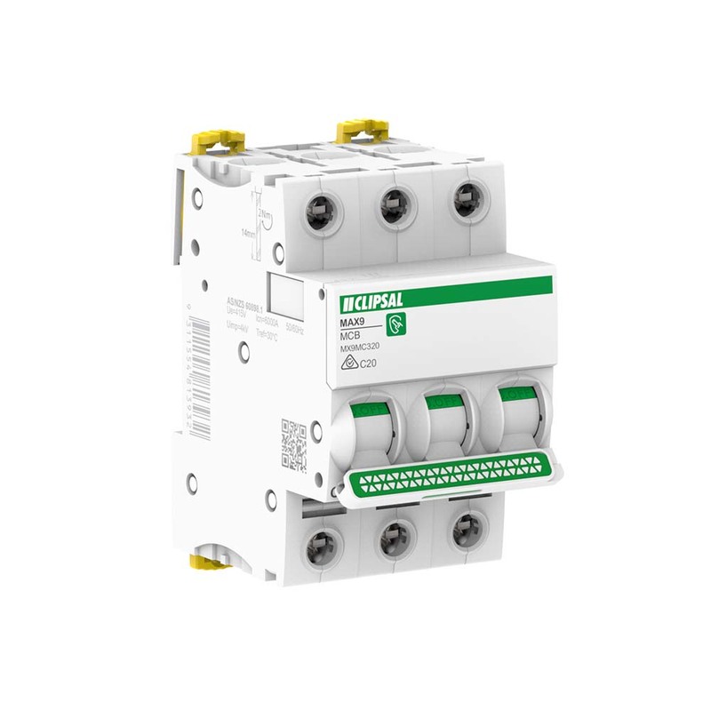 Clipsal MAX9 20 Amp MCB C Curve 3 Pole 6kA