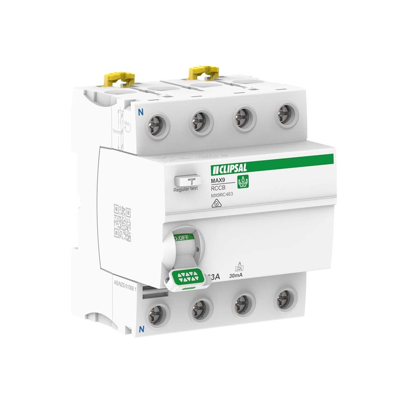 Clipsal MAX9 63 Amp RCCB 4 Pole A Type 30mA