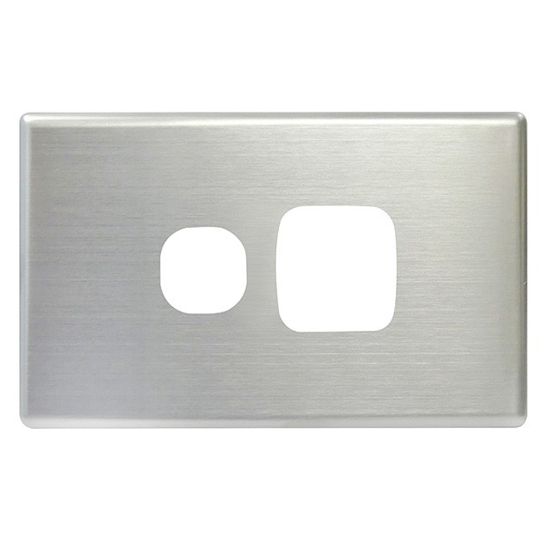 TradeSave Powerpoint Cover Plate, Single, Stainless Steel - TSEGPO1/SC