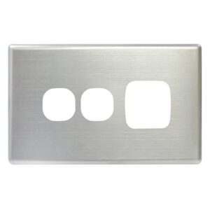 TradeSave Powerpoint Cover Plate, Single, With Extra Switch, Stainless Steel - TSEGPO1X/SC