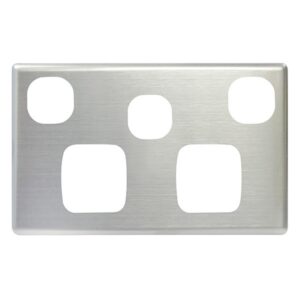 TradeSave Powerpoint Cover Plate, Double, With Extra Switch, Stainless Steel - TSEGPO2X/SC