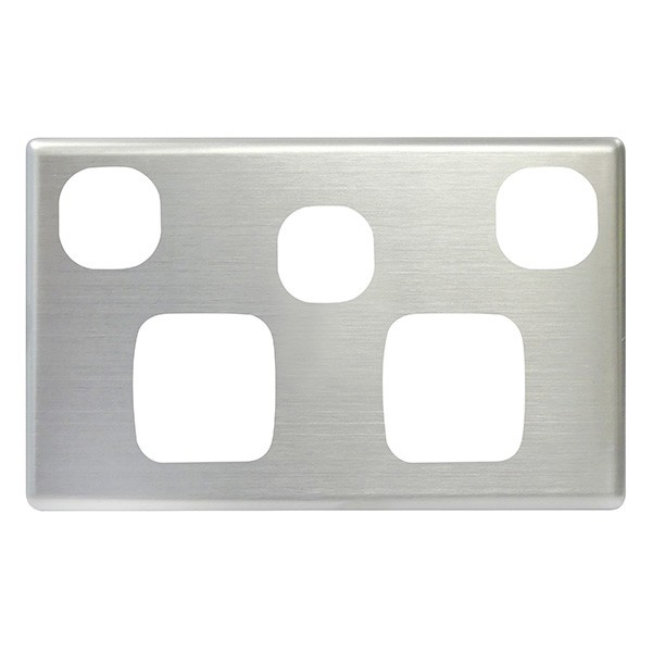TradeSave Powerpoint Cover Plate, Double, With Extra Switch, Stainless Steel - TSEGPO2X/SC