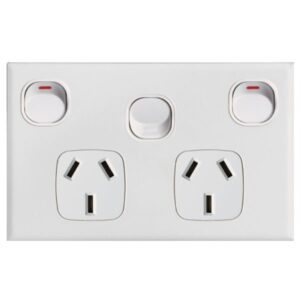 TradeSave Powerpoint Slim, Double, 10A with Extra 16A Switch - TSEGPO2XS