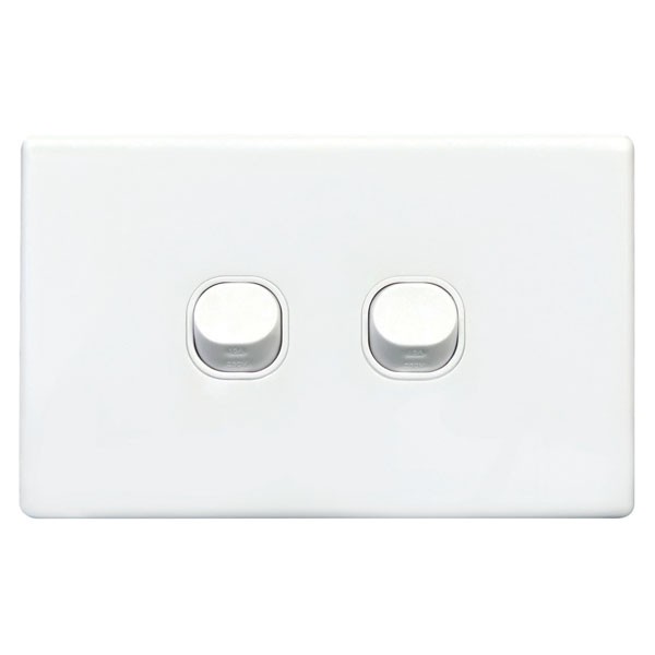 TradeSave Switch Slim, Plate Only, No Mechs, 2 Gang with Cover - TSESW2S/P