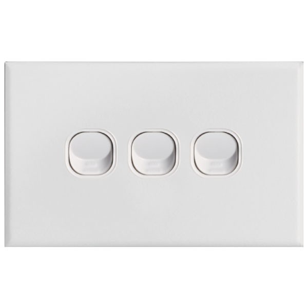 TradeSave Switch Slim, Horizontal, 3 Gang, 16A, Two Way - TSESW3S