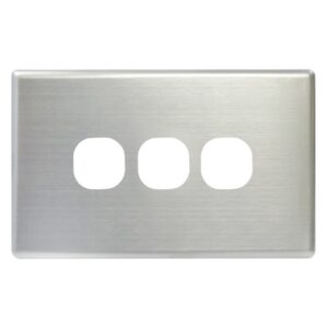 TradeSave Switch Cover Plate, 3 Gang, Brushed Steel, Suits Slim Series - TSESW3S/BSC