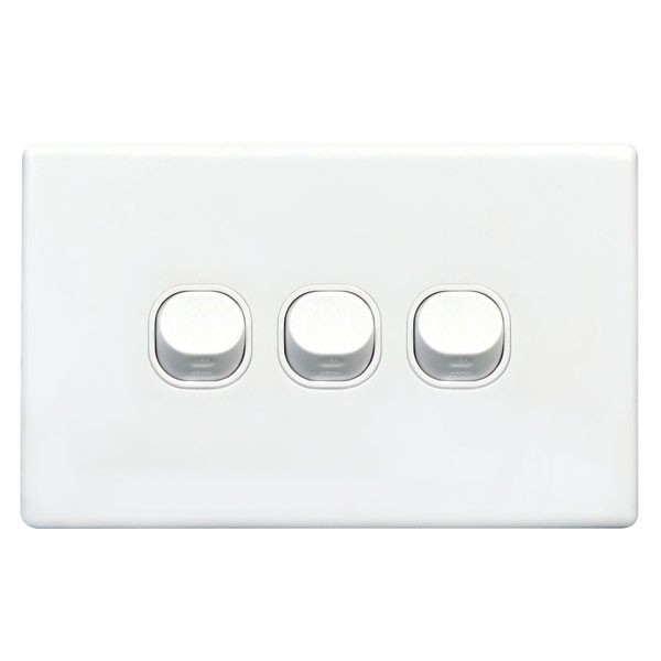 TradeSave Switch Slim, Plate Only, No Mechs, 3 Gang with Cover - TSESW3S/P