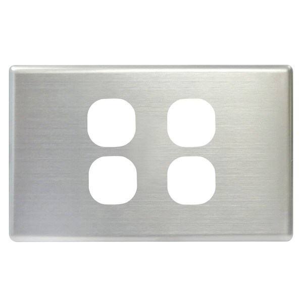 TradeSave Switch Cover Plate, 4 Gang, Brushed Steel, Suits Slim Series - TSESW4S/BSC