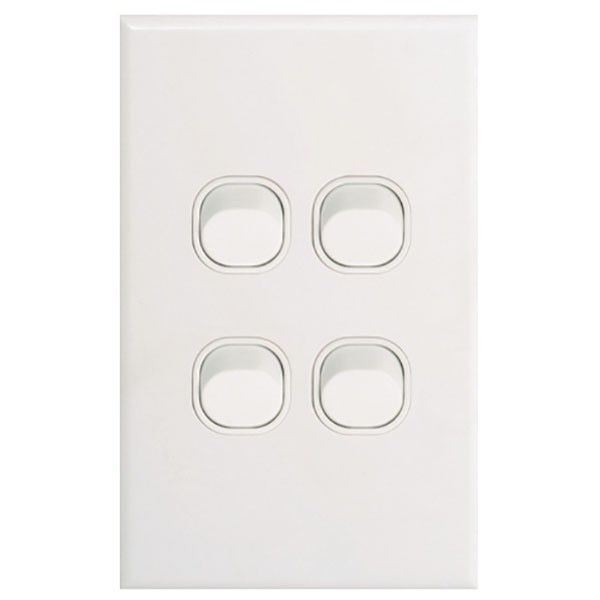 TradeSave Switch Slim, Vertical, 4 Gang, 16A, Two Way - TSESW4S/V
