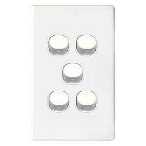 TradeSave Switch, 16A, Two Way, 5 Gang, Vertical - TSESW5/V