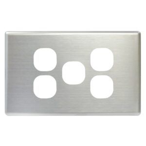 TradeSave Switch Cover Plate, 5 Gang, Brushed Steel, Suits Slim Series - TSESW5S/BSC