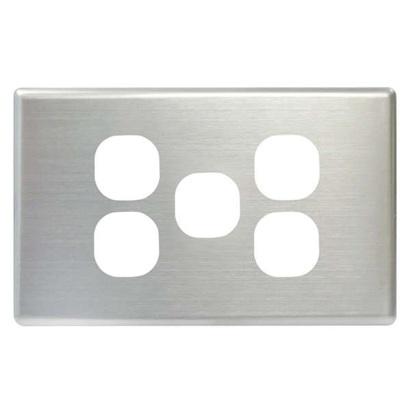 TradeSave Switch Cover Plate, 5 Gang, Brushed Steel, Suits Slim Series - TSESW5S/BSC