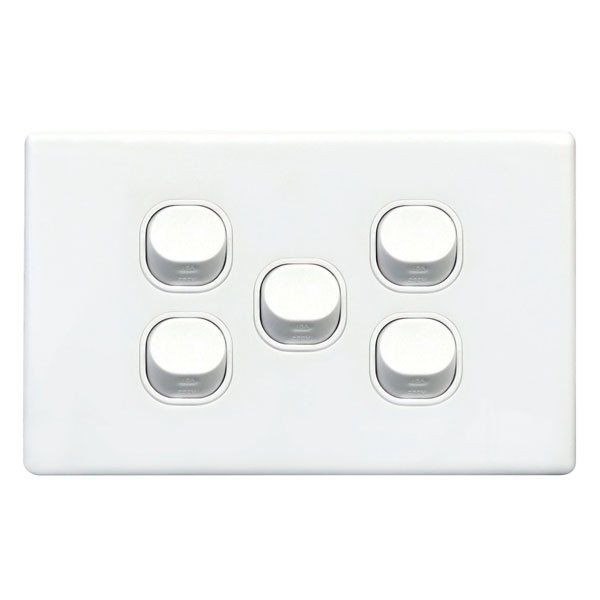 TradeSave Switch Slim, Plate Only, No Mechs, 5 Gang with Cover - TSESW5S/P