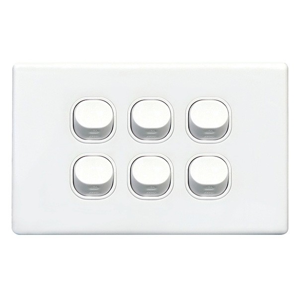 TradeSave Switch Horizontal, 16A, Two Way, 6 Gang - TSESW6