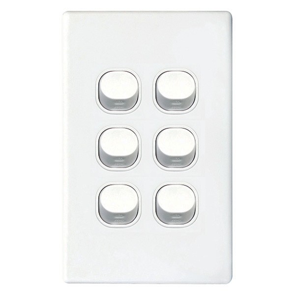 TradeSave Switch, 16A, Two Way, 6 Gang, Vertical - TSESW6/V