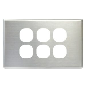 TradeSave Switch Cover Plate, 6 Gang, Brushed Steel, Suits Slim Series - TSESW6S/BSC
