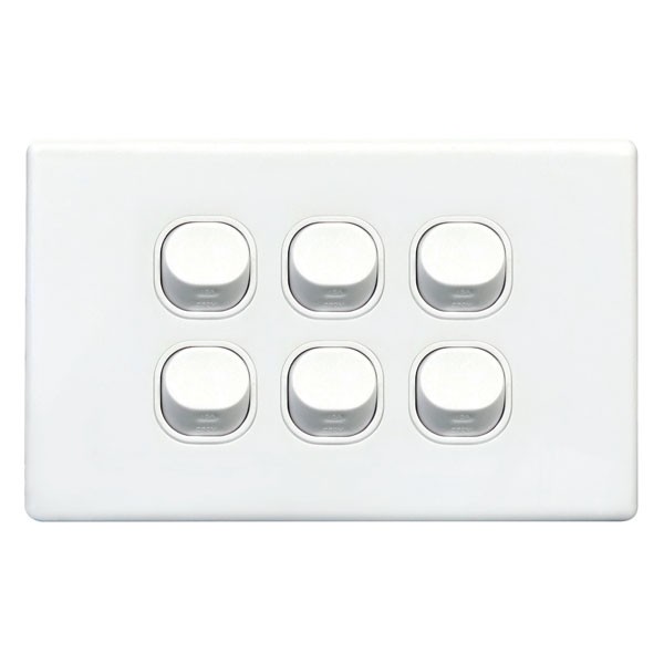 TradeSave Switch Slim, Plate Only, No Mechs, 6 Gang with Cover - TSESW6S/P
