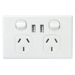 TradeSave Powerpoint Double, 10A with Twin USB, 3.5A Combined - TSUSB2GPO2