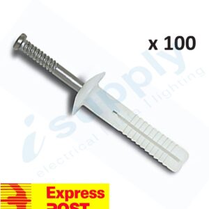 100 x Nylon Nail In Plug Mushroom head Masonry Anchor Tappets 5mm x 25mm EXPRESS