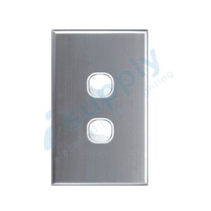 DEXTON 2 Gang Light Switch Slim range stainless steel cover DXWS2/SC