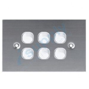DEXTON FLAT STAINLESS STEEL SIX LIGHT SWITCH – 6 GANG SLIM DXSSW6