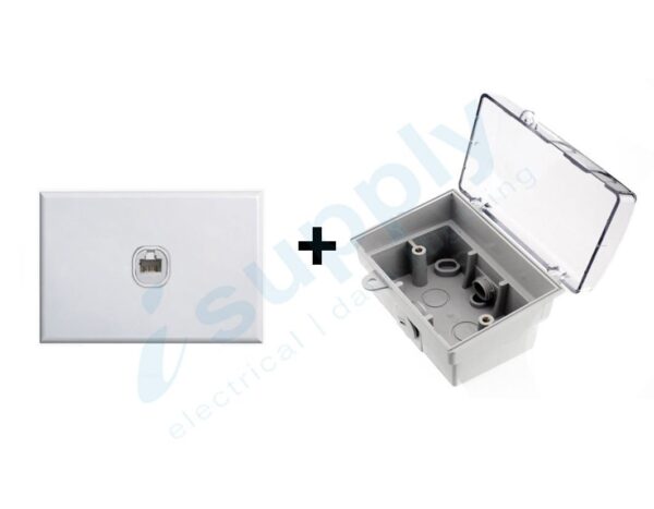 DEXTON Rj11 Telephone Outlet Point + Weatherproof Box Lock Clear Lid