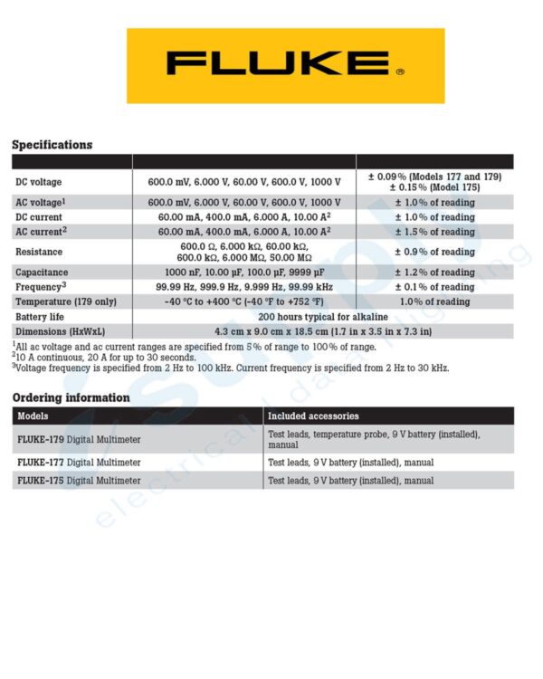 Fluke MULTIMETER 1000V TRUE-RMS BACKLIGHT, FLU177 - Image 2