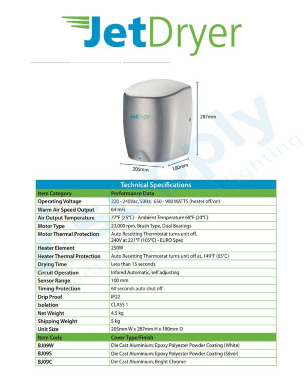 JETDRYER JETLITE MODEL WHITE JDLITE-W
