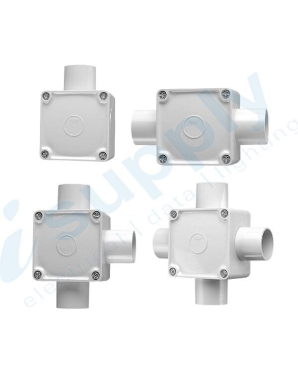 10 x SQUARE JUNCTION BOXES - 40mm 1 Way Entry PVC - Image 2