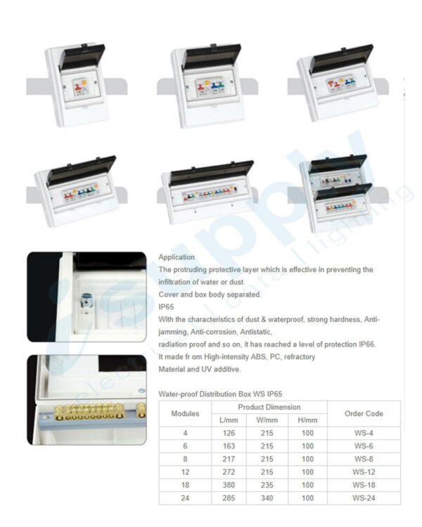NLS 6 Pole Surface Weatherproof IP54 Rated Switchboard with Busar for Outdoor 30296
