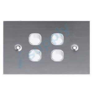 DEXTON FLAT STAINLESS STEEL QUAD LIGHT SWITCH – 4 GANG SLIM DXSSW4