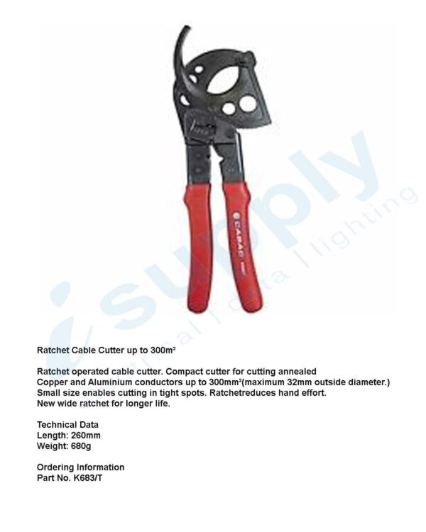 CABAC RATCHET CABLE CUTTER UP TO 300MM2 K683/T - Image 2