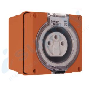 PULSET Single Phase 3 Round Pin Socket 20 Amp Resistive Orange IP/SC320R/RO